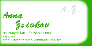 anna zsivkov business card
